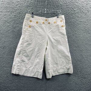 Tomy Hilfiger Womens Bermuda Shorts 12 White‎ Mid Rise Button Front Pockets VTG